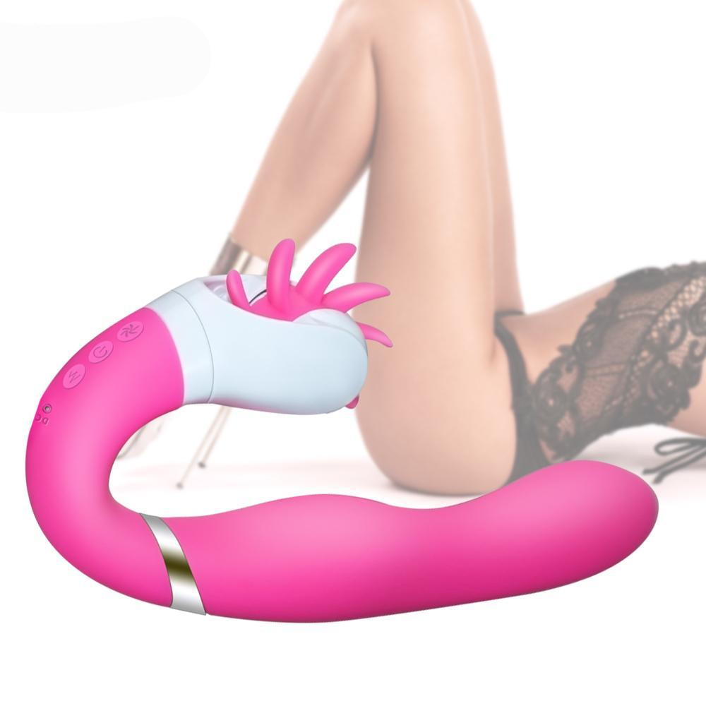 2 in 1 Dual Motor Double Head Oral Sex Simulator Dildo